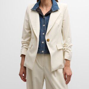 Veronica Beard Battista Dickey Suit Ecru Multi Stripe Size 6